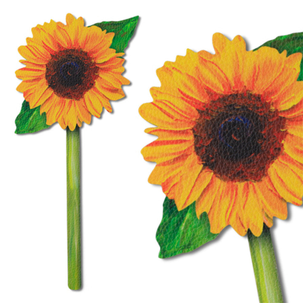 Sunflower bookmark front view and close-up on white background