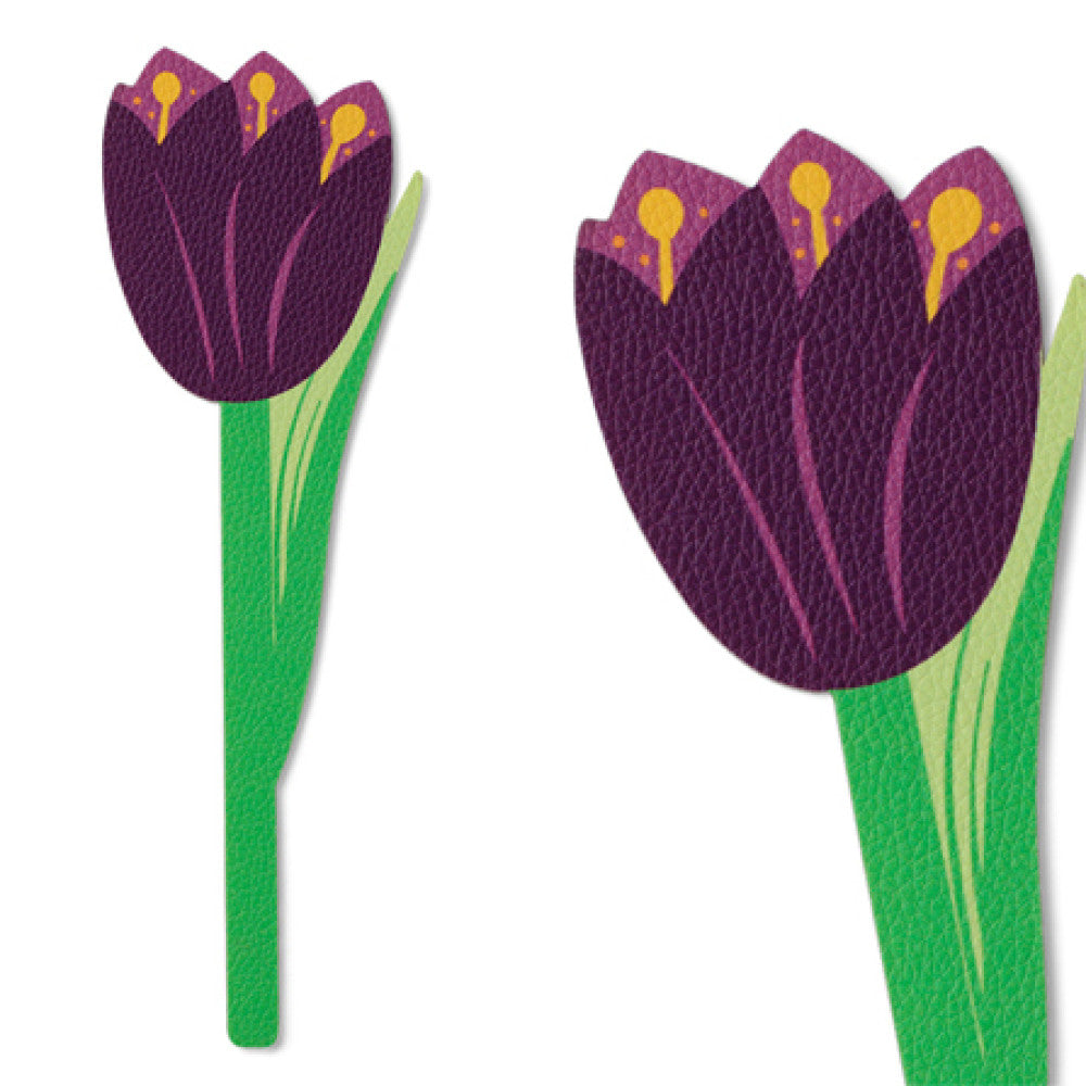Purple tulip bookmark front view on white background