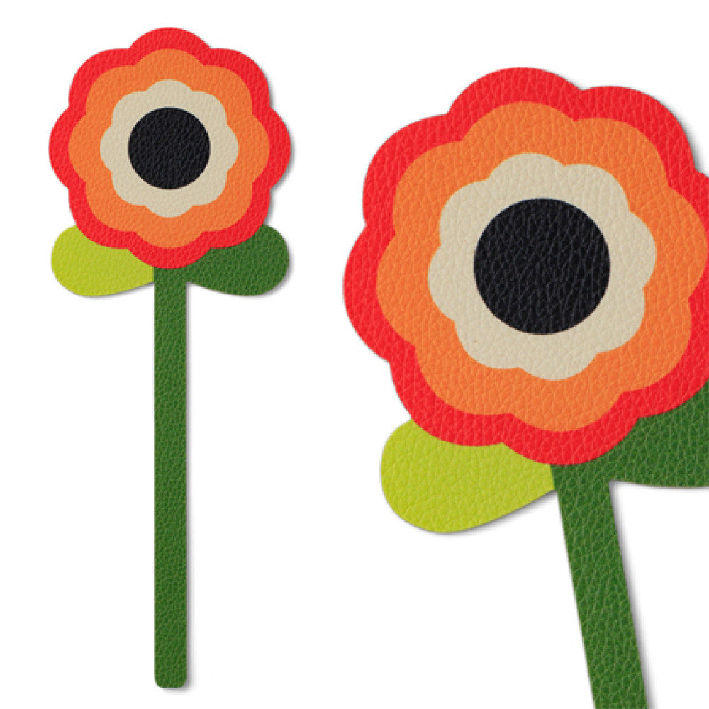 Retro flower bookmark front view and close-up on white background