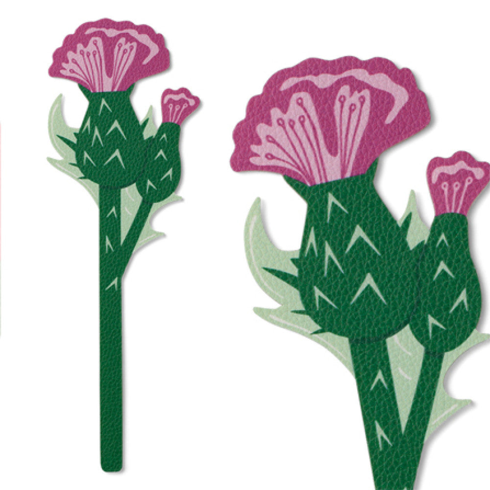 Thistle bookmark front view and close-up on white background