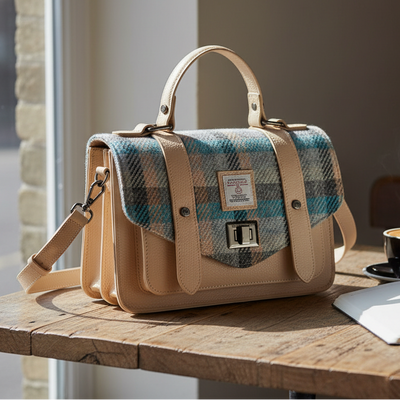 Islander Tartan Harris Tweed Medium Leather Satchel