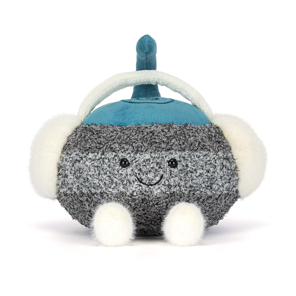 Amuseables Curling Stone front view showing smiley face and earmuffs