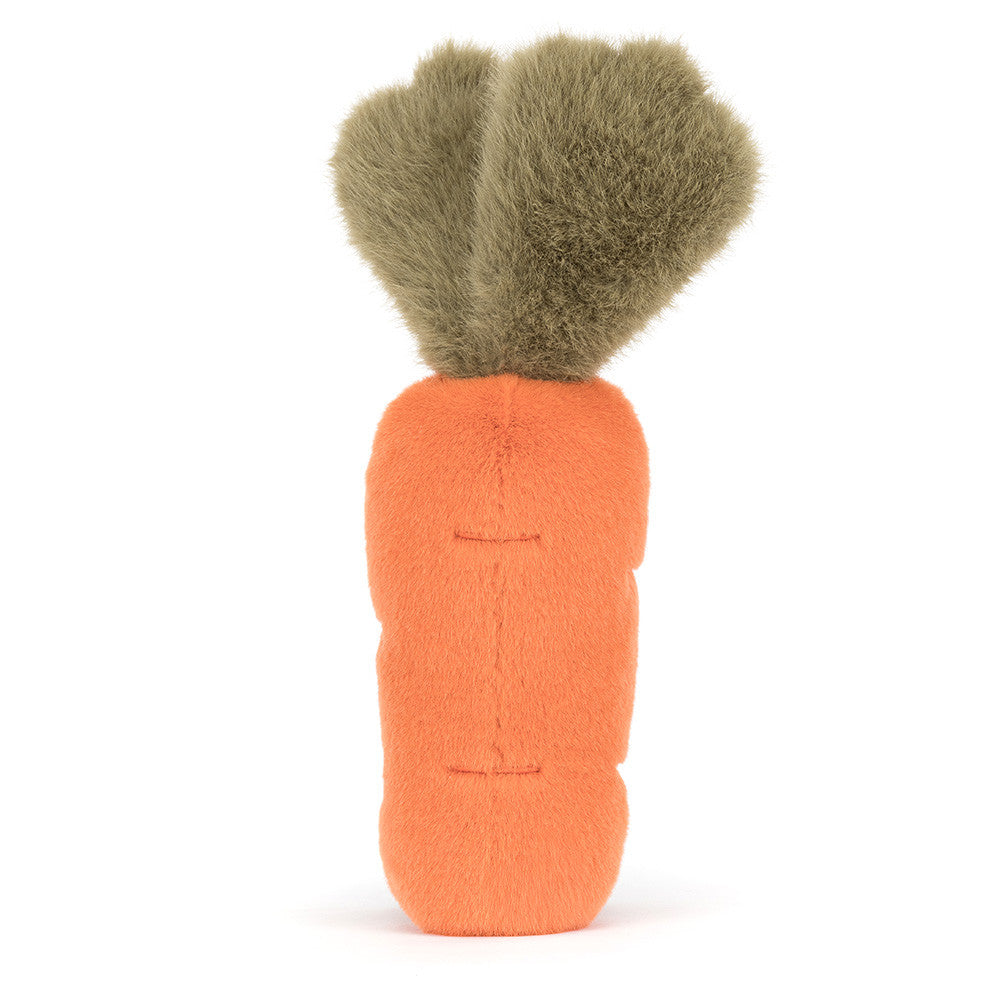 Amuseables Carrot back view showing orange plush and green leaves
