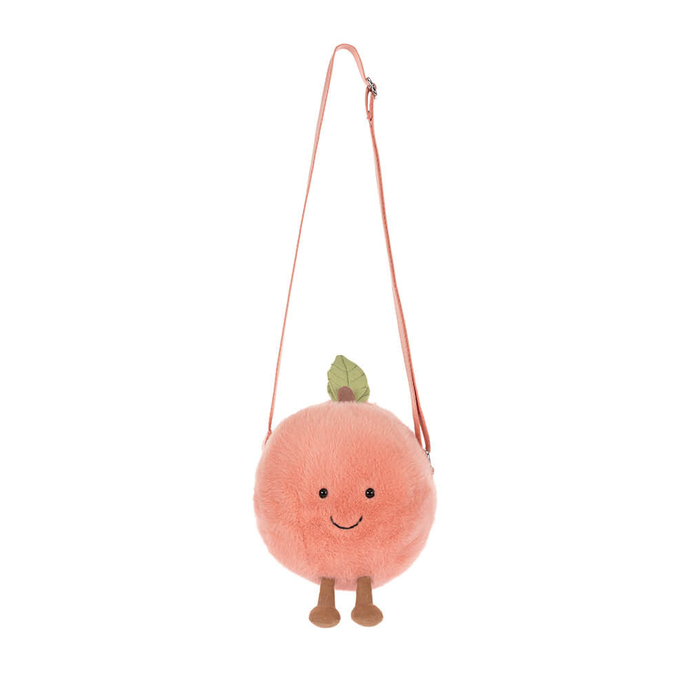Jellycat Peach Shoulder Bag front detail with smiley face