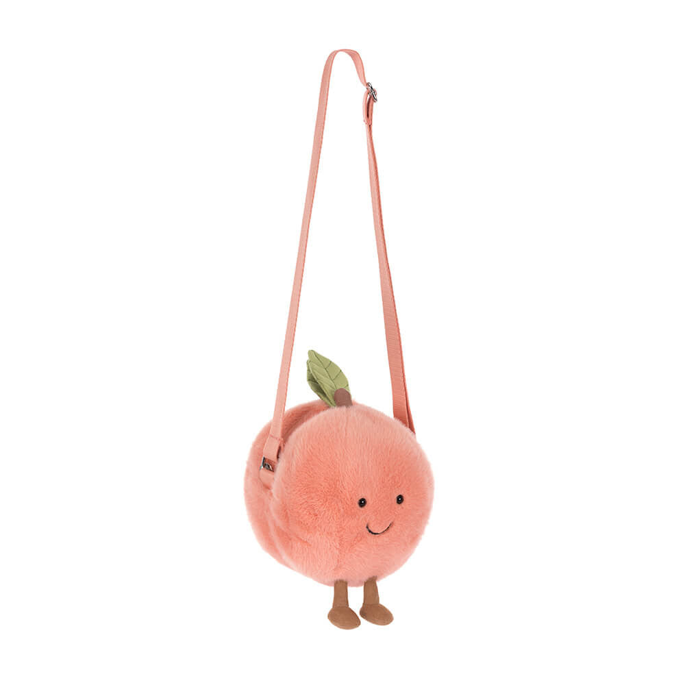 Amuseables Peach Bag hanging view showing full adjustable strap