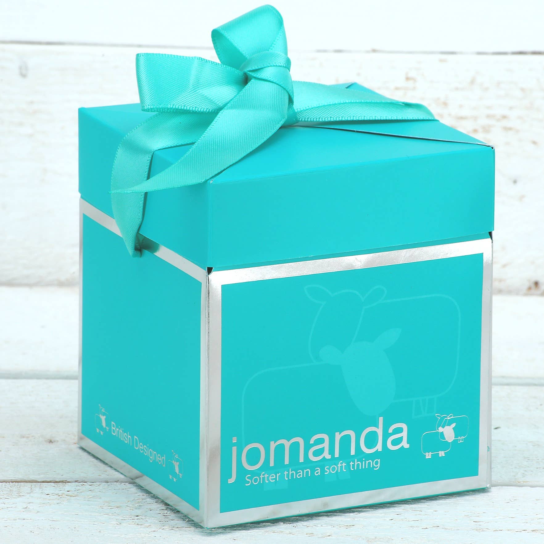 Jomanda turquoise gift box with teal ribbon, sold separately