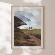 Kearvaig Bothy Scottish landscape art print of a remote coastal bothy