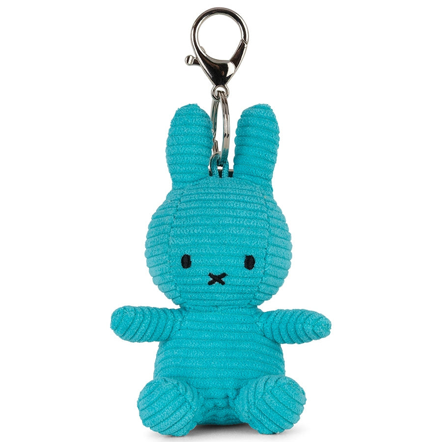 Miffy ECO corduroy keychain in teal, 10cm, front view