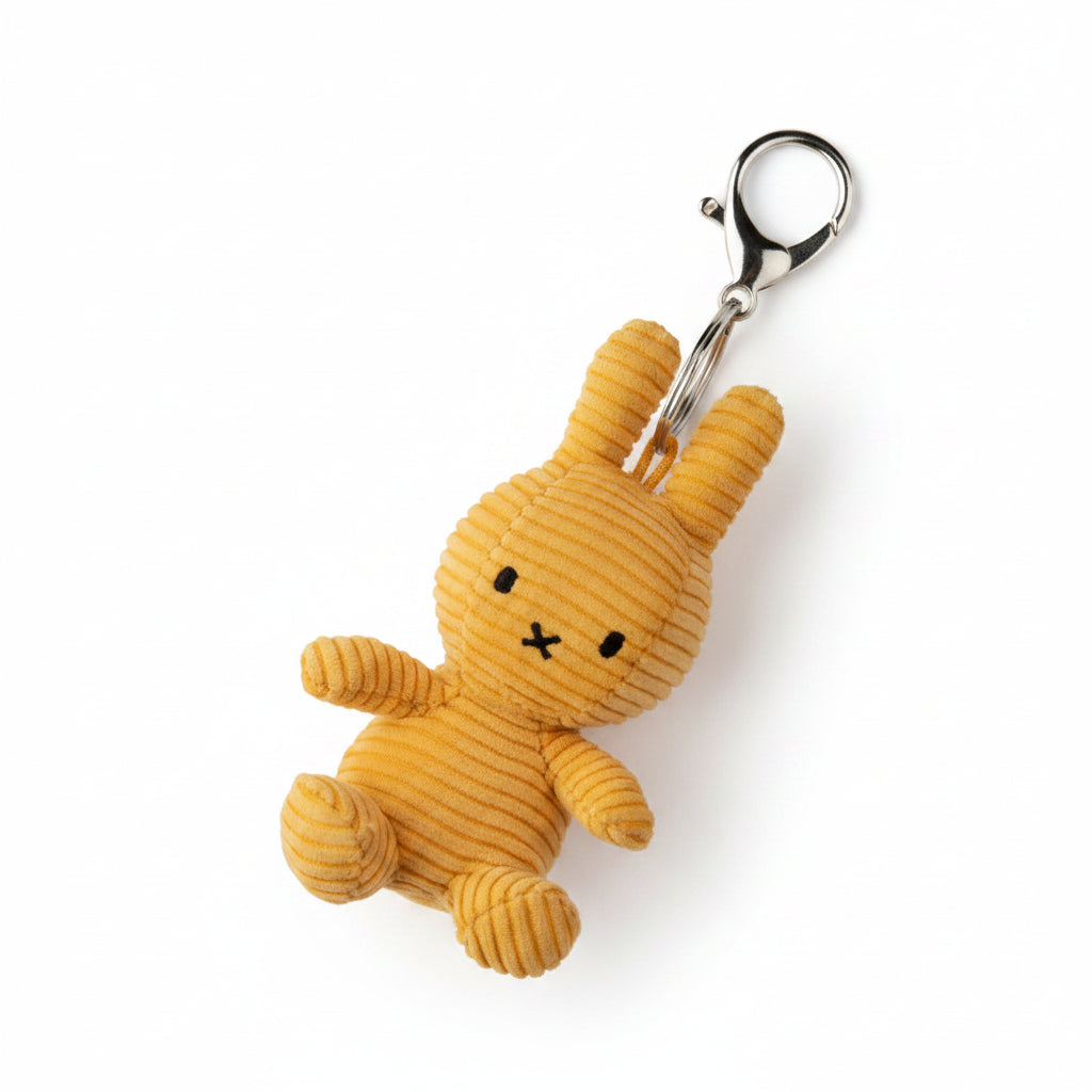 Miffy ECO corduroy keychain in yellow, 10cm, front view