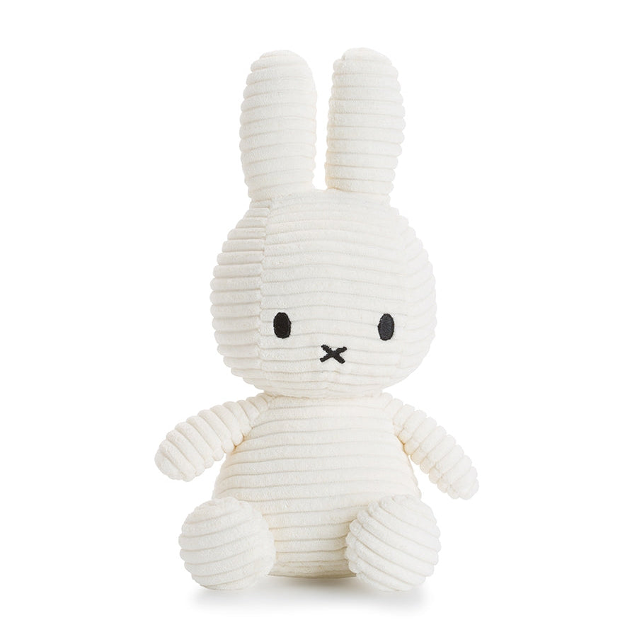 Miffy sitting ECO corduroy soft toy in offwhite, 23cm, on white background