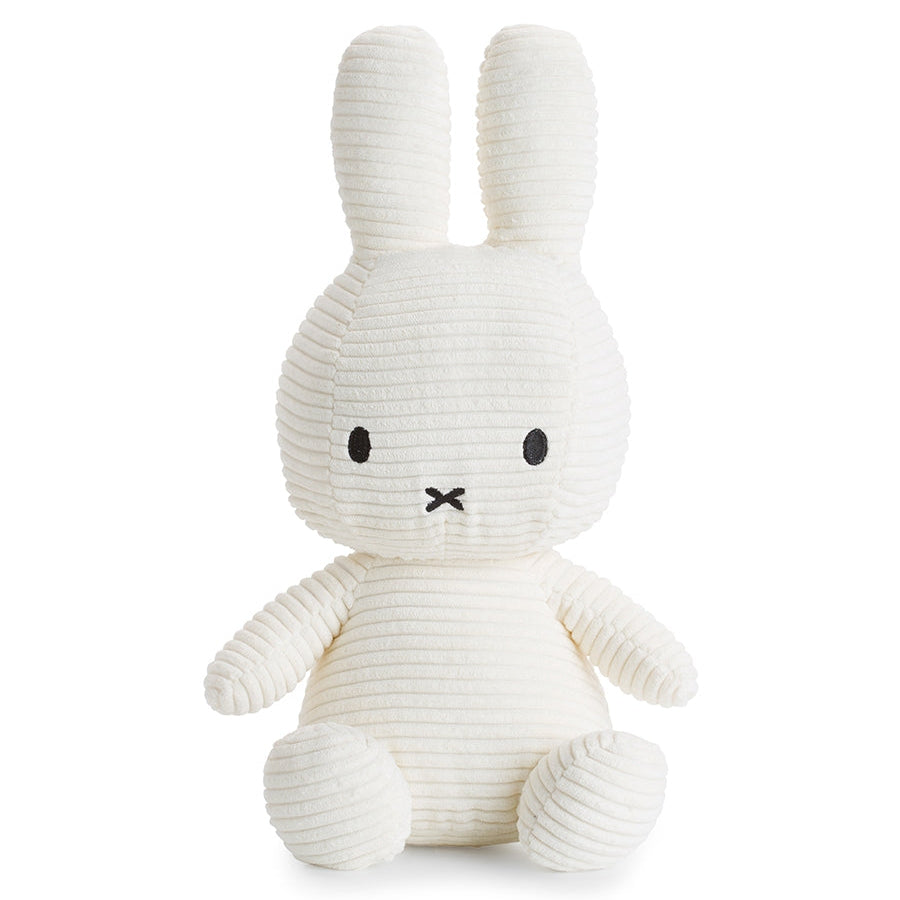 Miffy sitting ECO corduroy soft toy in offwhite, large 33cm, on white background