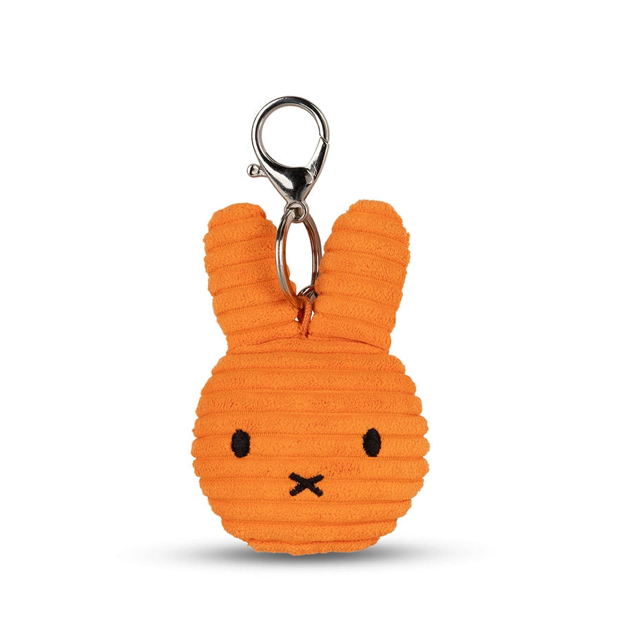 Miffy flat ECO corduroy keychain in orange, 10cm, front view