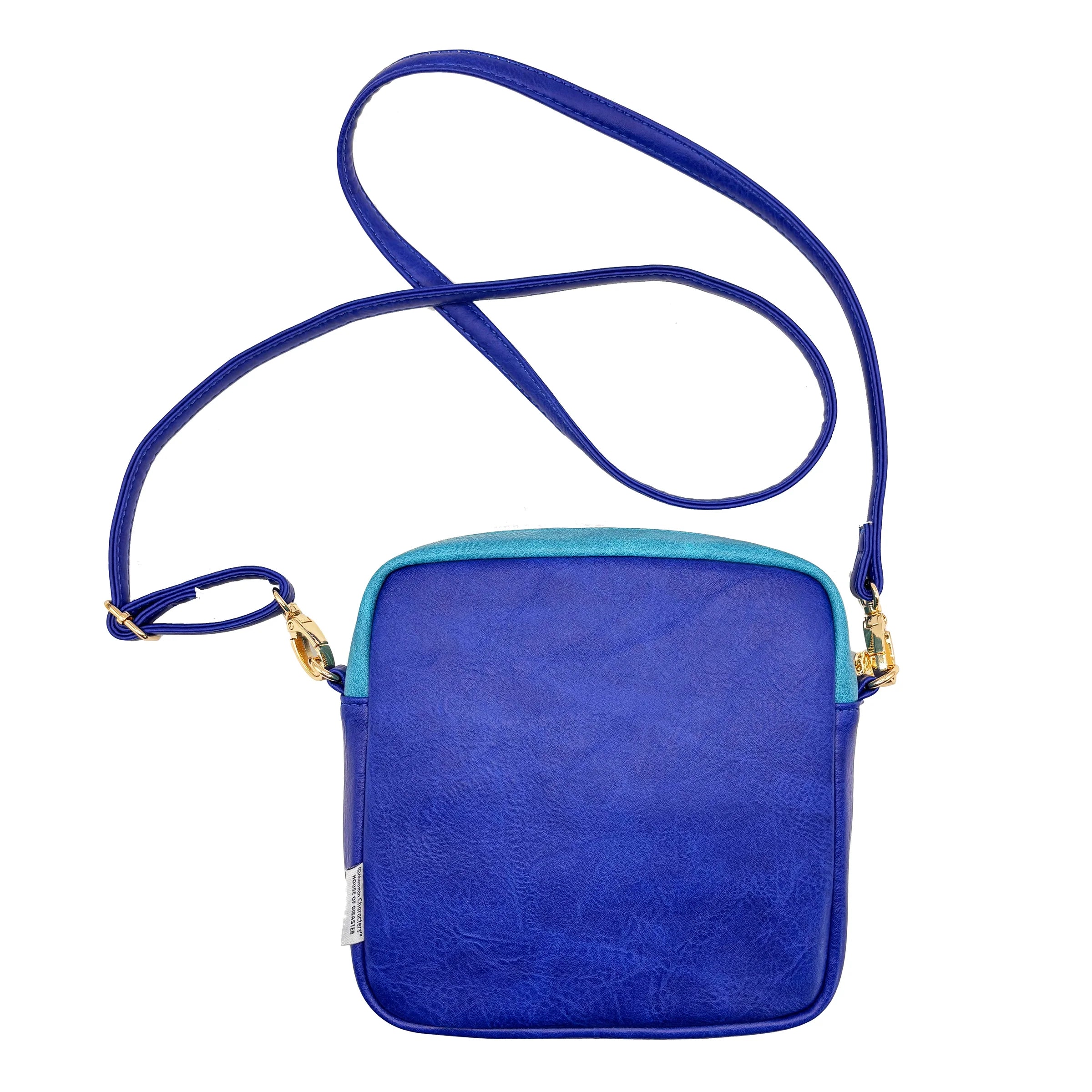 Moomin Gold Mini Bag flat on white background showing strap and rear design.
