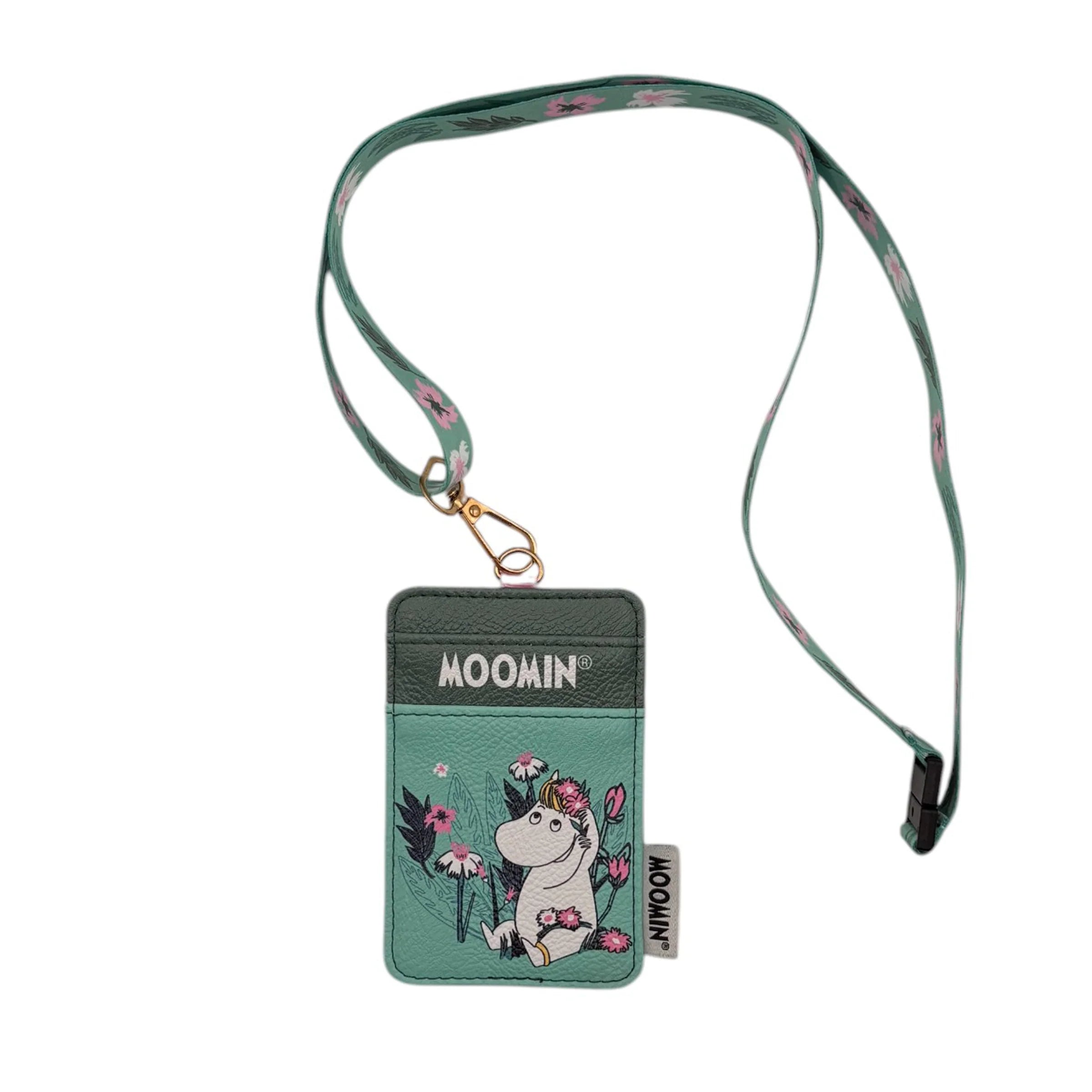 Product image of Moomin Snorkmaiden Lanyard showing front design and matching strap on white background.
