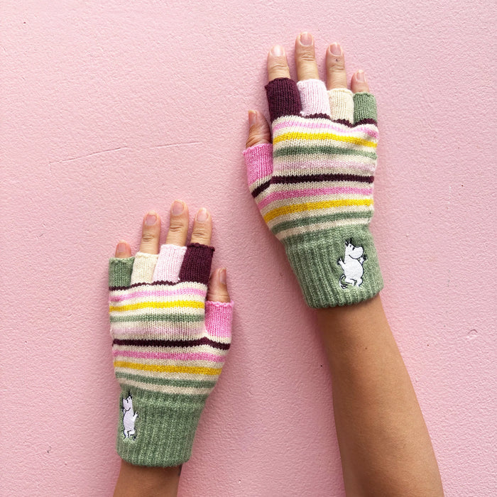 Moomin Stripy Fingerless Gloves