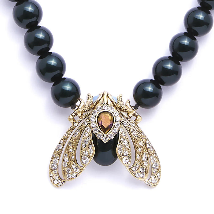 Moth Statement Necklace Tahition Pearl