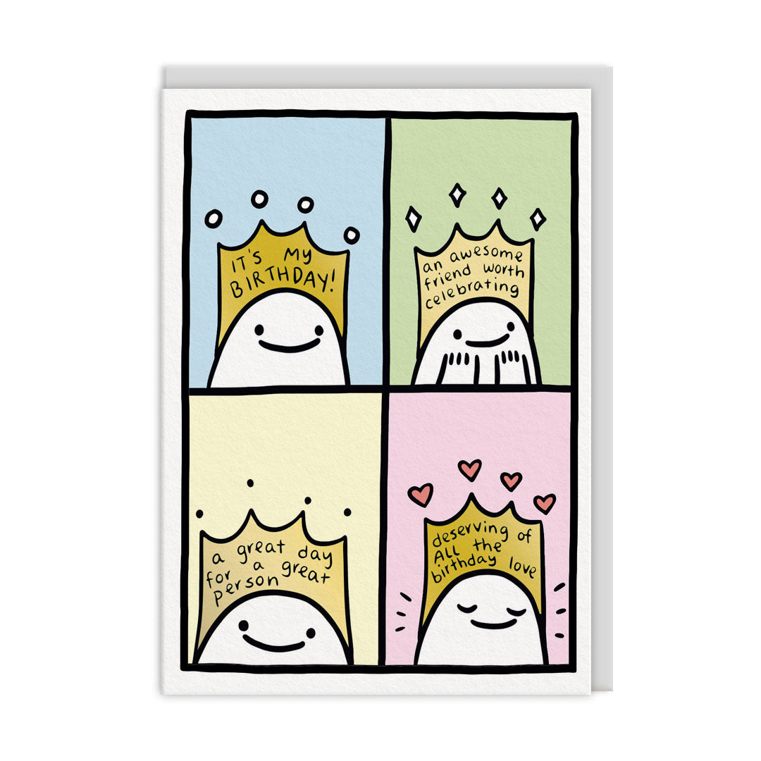 Ohh Deer Birthday Crown gold foil greeting card with a bright crown design