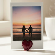 Glossy burgundy heart ceramic on light grey background