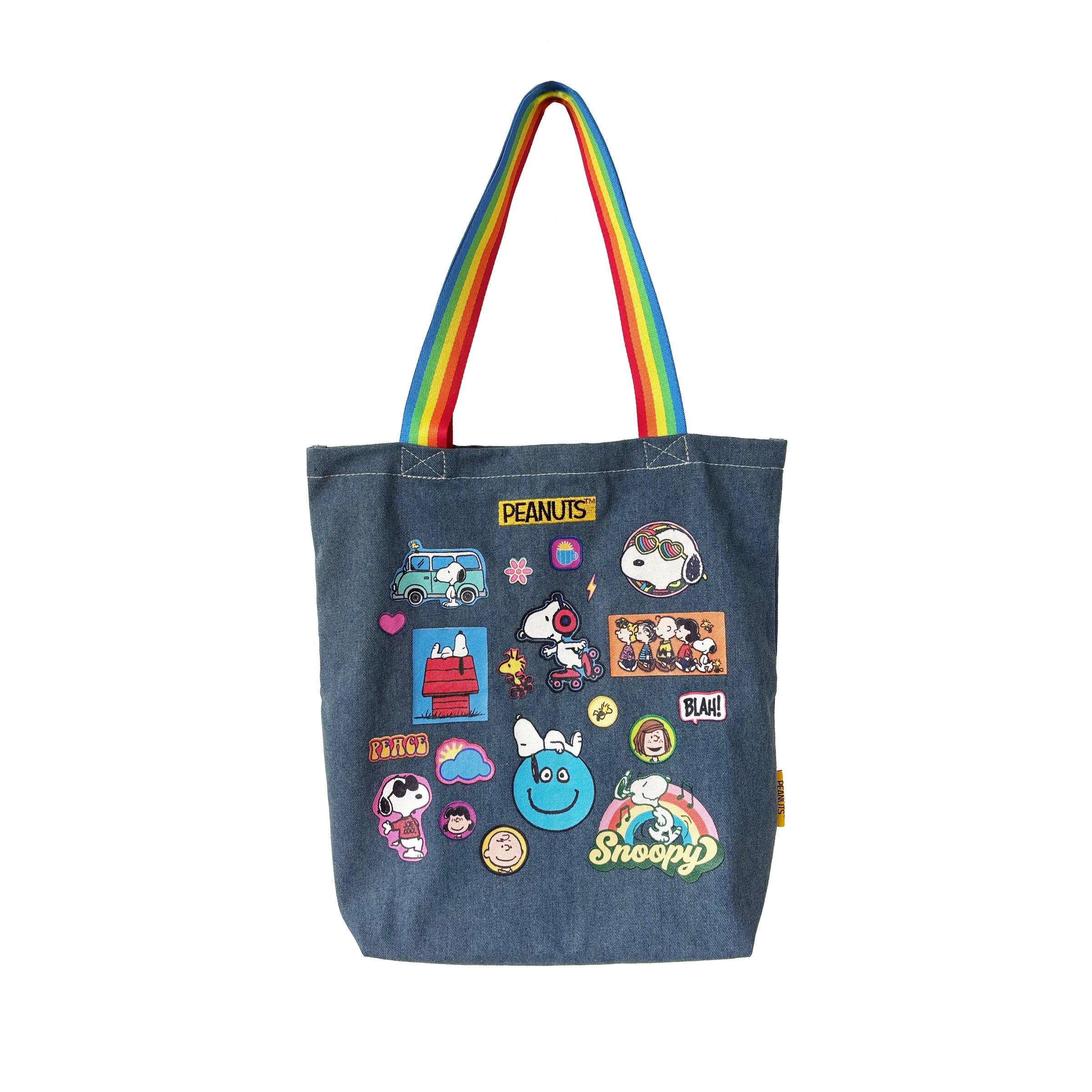 Peanuts patch tote bag isolated on white background