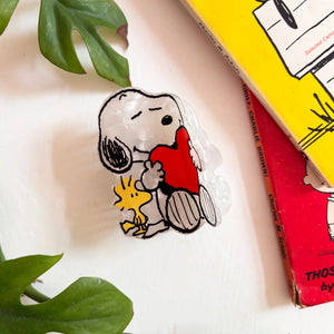 Snoopy and Woodstock Peanuts hair claw in pearlescent PVC