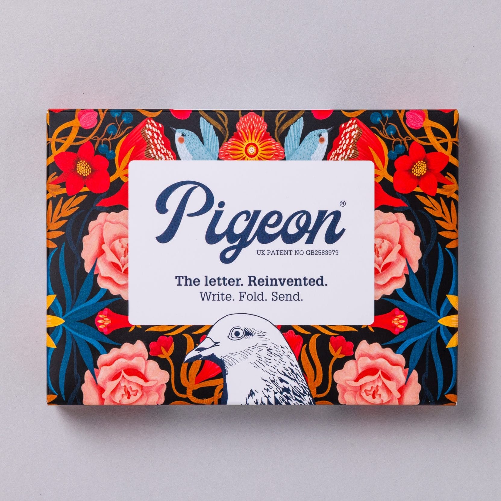Bright and Beautiful Pigeons pack front with vibrant floral design on dark background