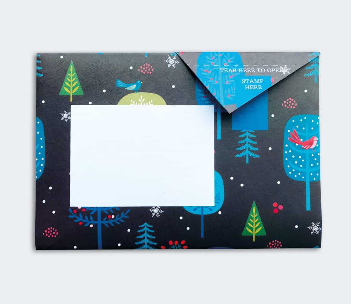 Folded Pigeon letter with tropical menagerie design fourth variant on grey