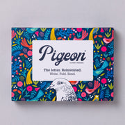 Magical Menagerie Pigeons pack front with tropical birds on deep blue background