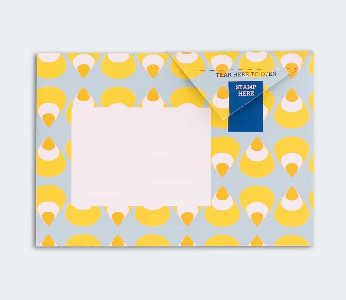 Folded Pigeon letter with blue and yellow pencil design second variant