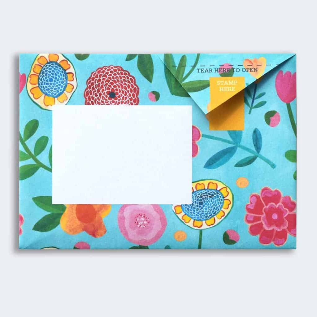 Folded Pigeon letter with wildflower rose and tulip design first variant