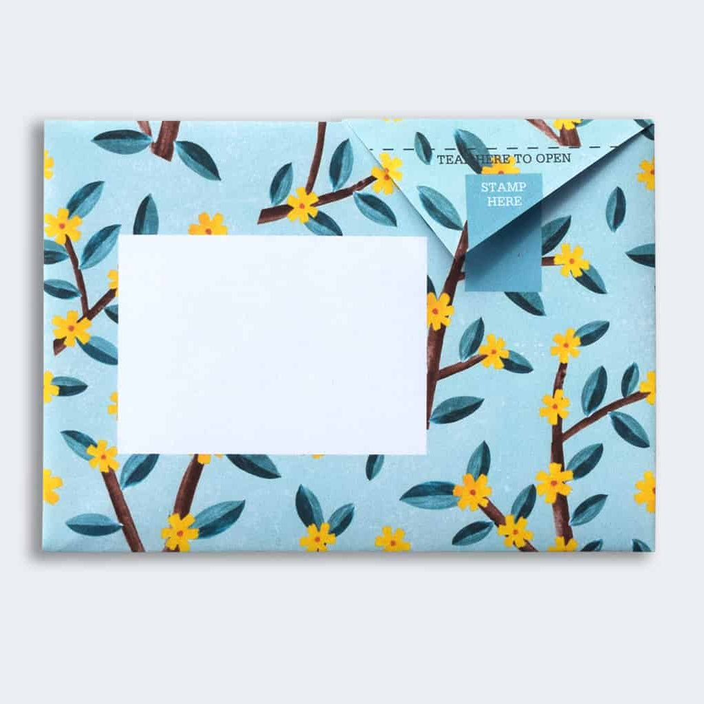 Folded Pigeon letter with wildflower and botanical design third variant