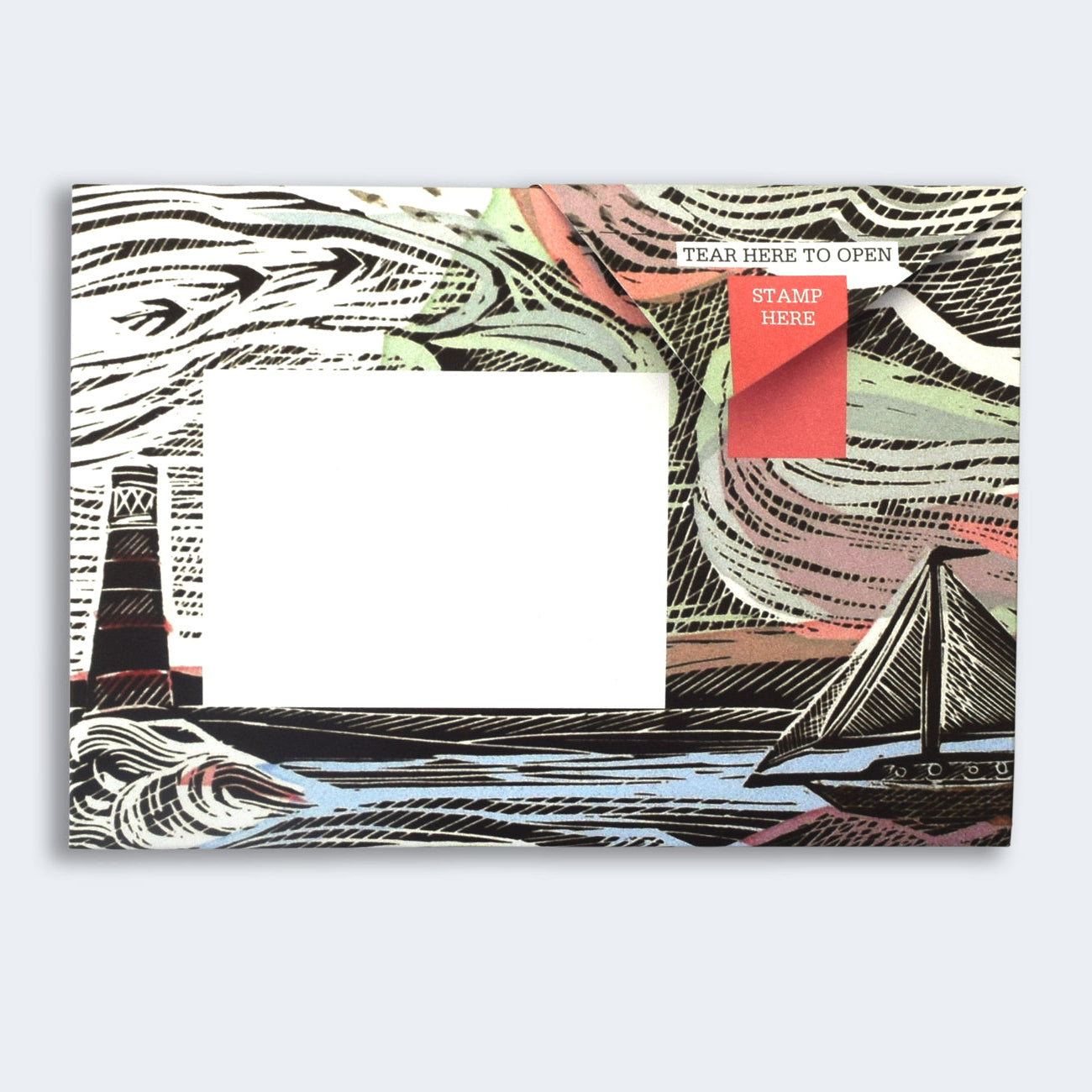 Folded Pigeon letter with bold wildlife illustration second variant on green