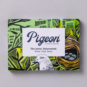 Wonderfully Wild Pigeons pack front with wildlife design on lime green background