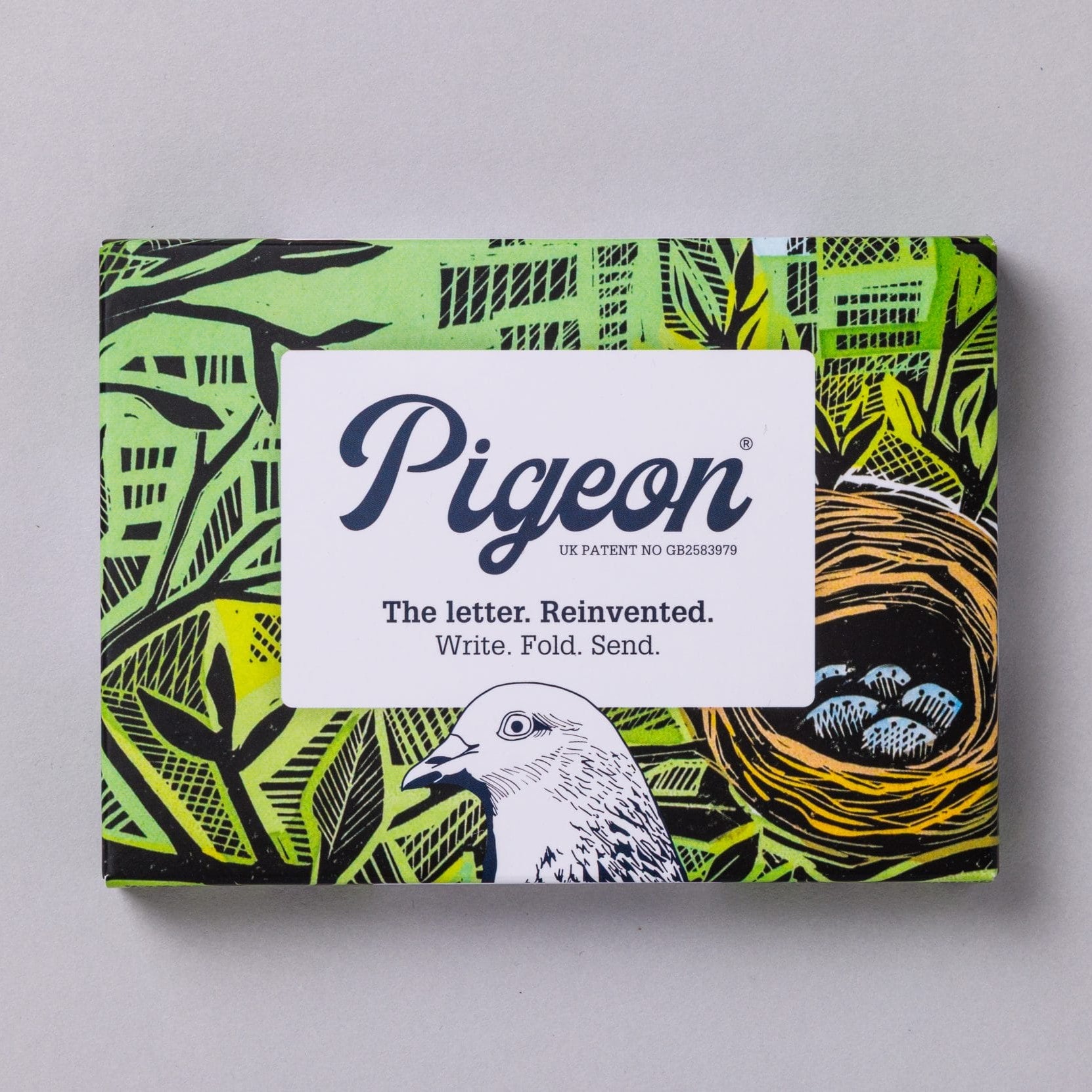Wonderfully Wild Pigeons pack front with wildlife design on lime green background