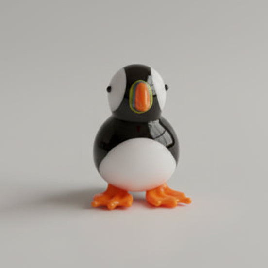 Puffin lucky charm token with vibrant bird design