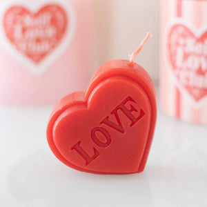 Red heart shaped candle for Valentines Day romantic gift