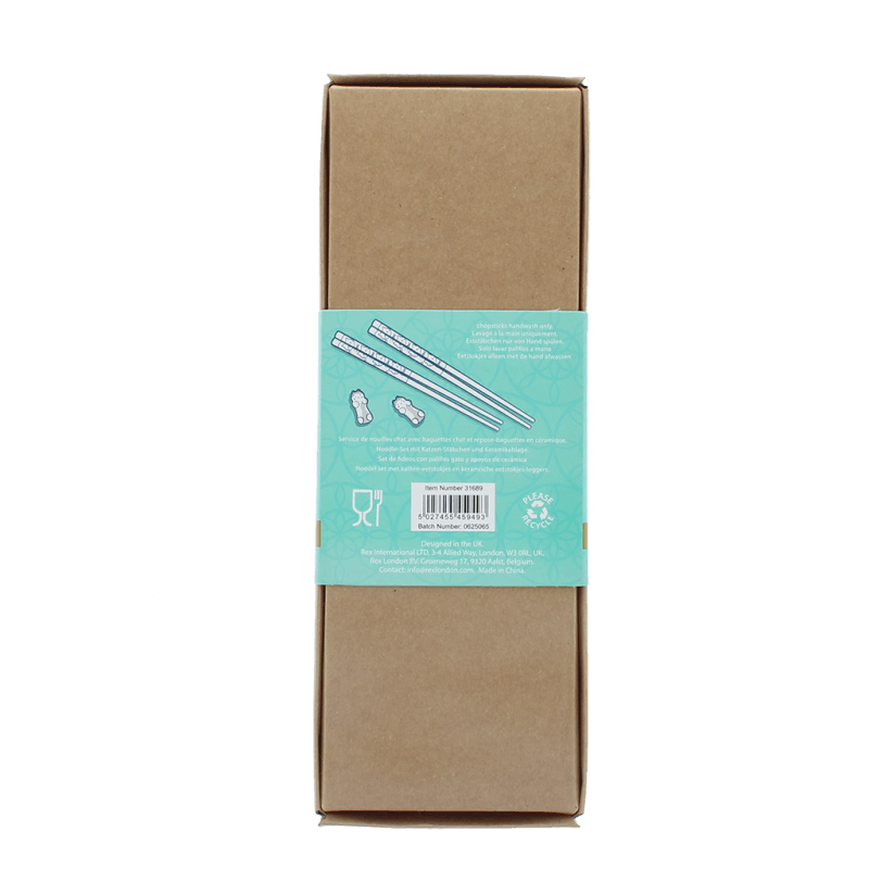 Cat chopstick set with rests displayed together