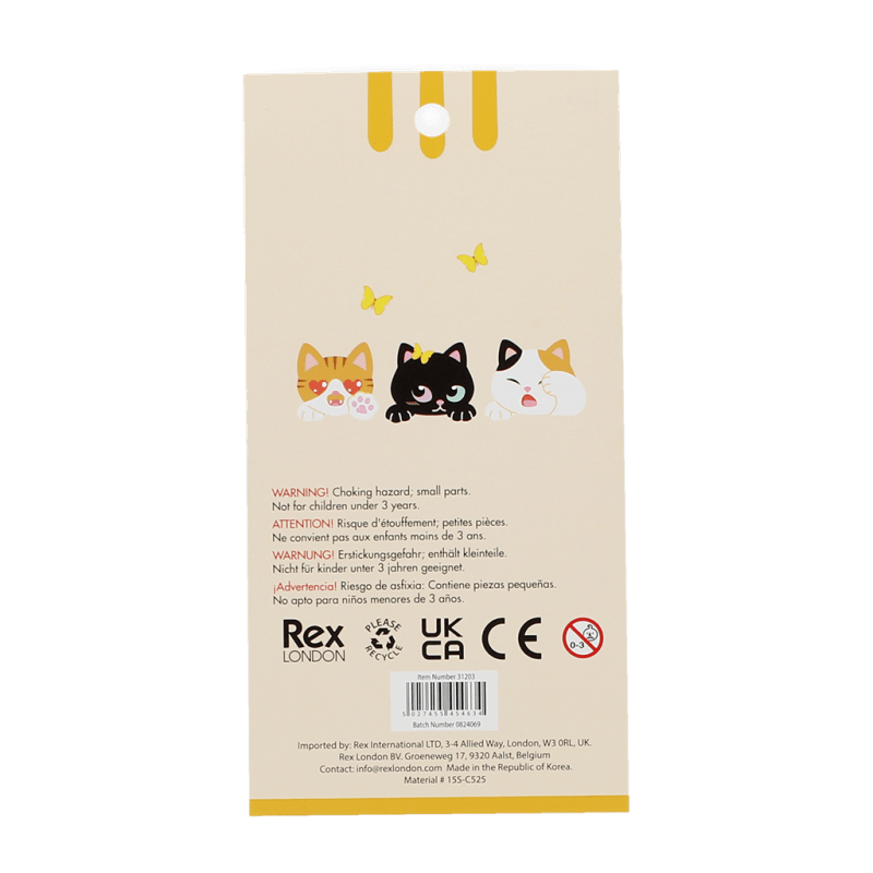 Assorted 3D cat sticker designs with puffy glow feature