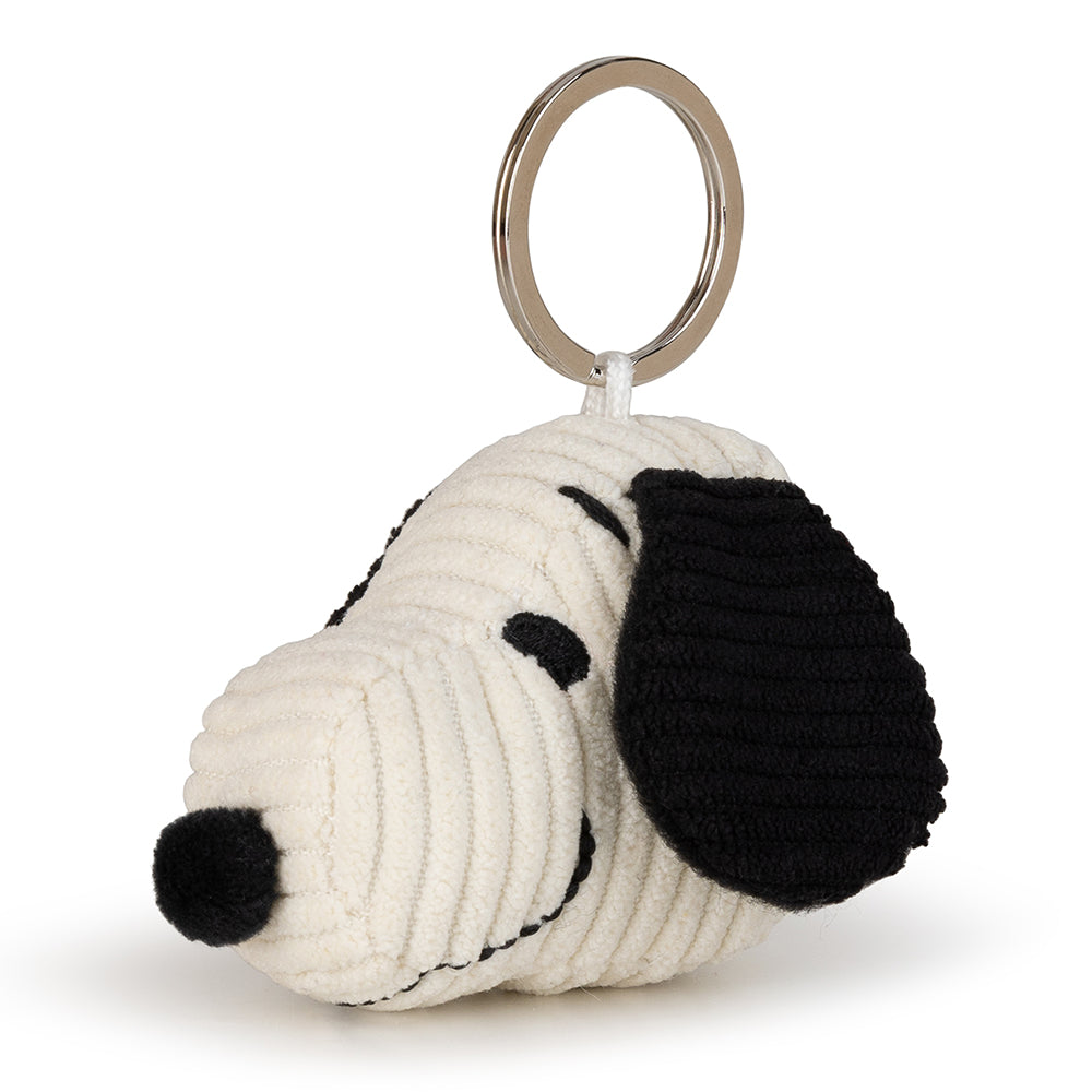 Snoopy head corduroy keyring side view on white background