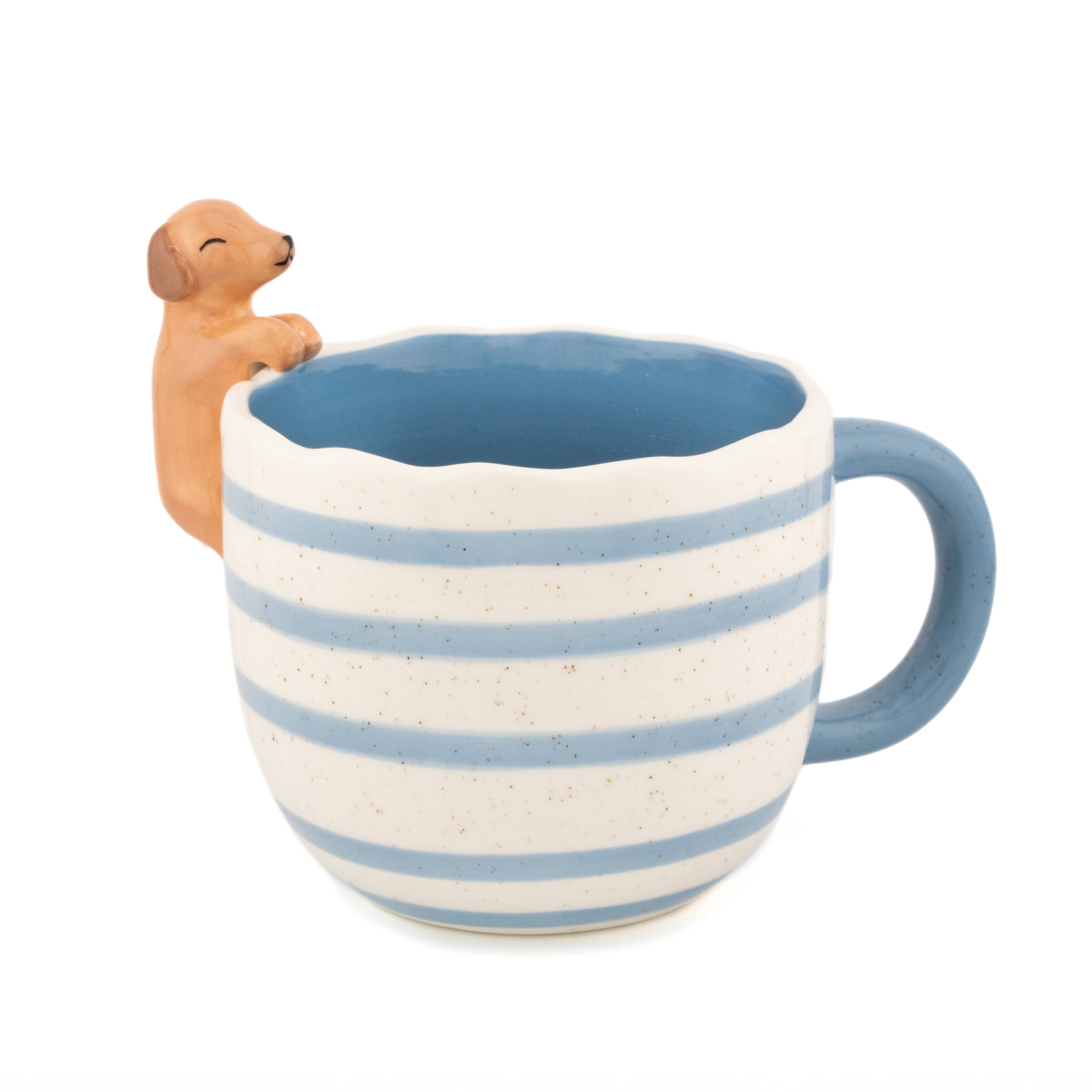 Dachshund mug showing cute peeking dog detail from above
