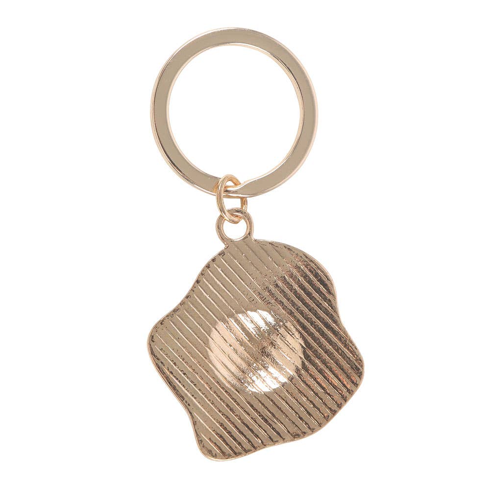 Good egg keyring reverse showing ridged gold metal back on white background