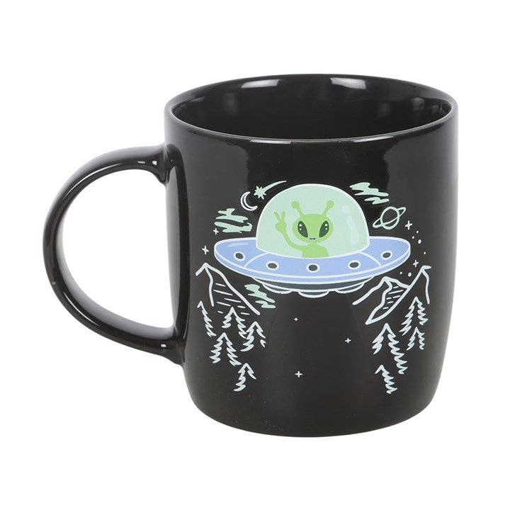 Full mug on white background showing alien UFO design