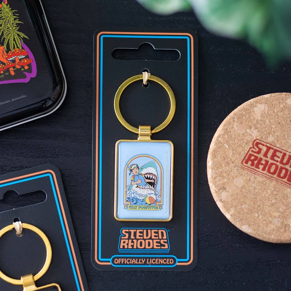 Keyring on packaging card against dark lifestyle background