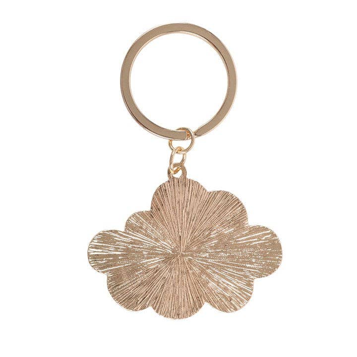 Worry cloud keyring reverse showing textured gold metal back
