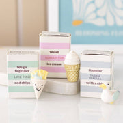 Seagull and ice cream ceramic token gifts in a seaside display box
