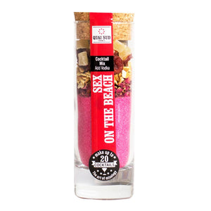 Sex On The Beach cocktail mix in glass bottle with cork stopper