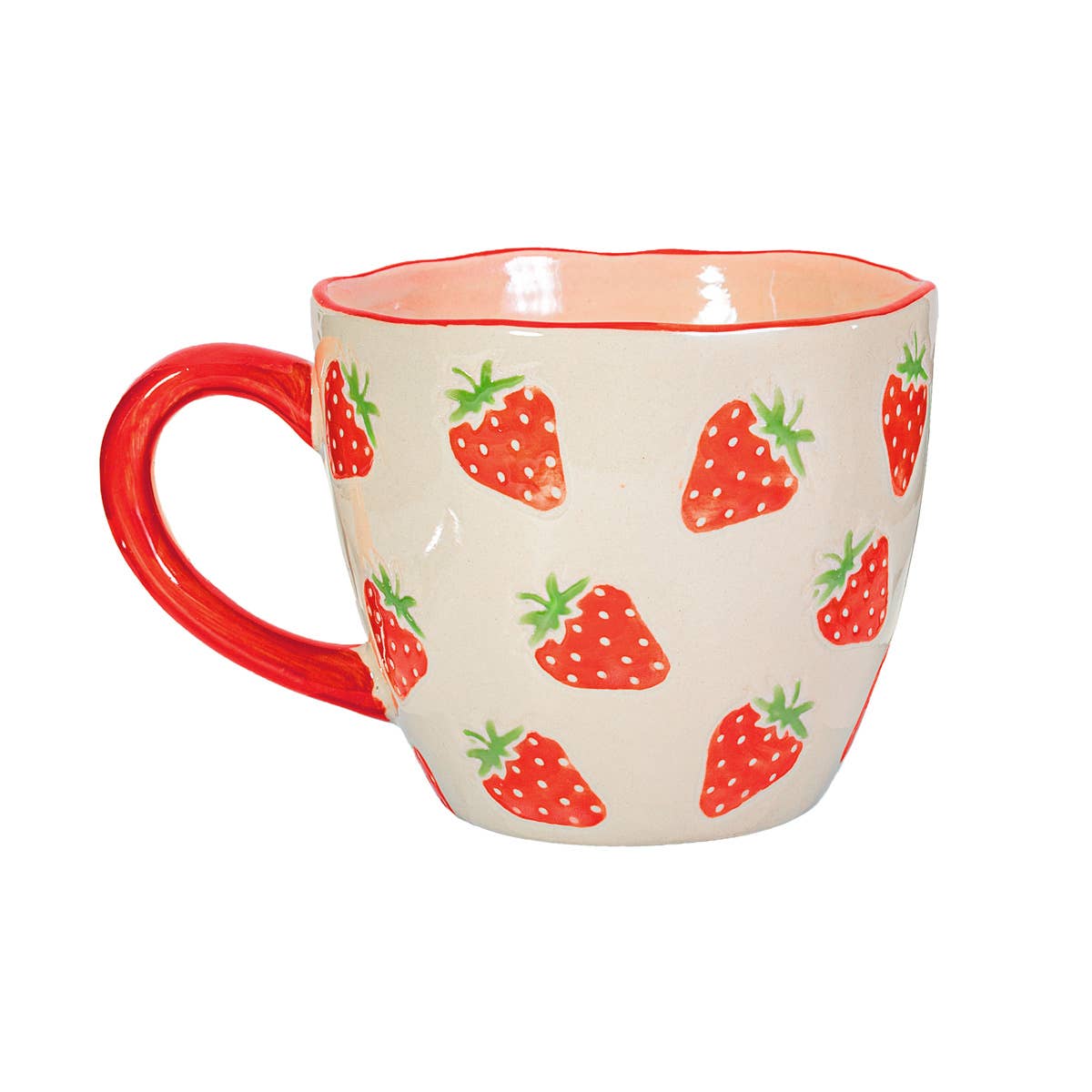Mug with strawberry pattern on a white background