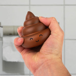 Hand squeezing brown Stress Poo squishy stress toy