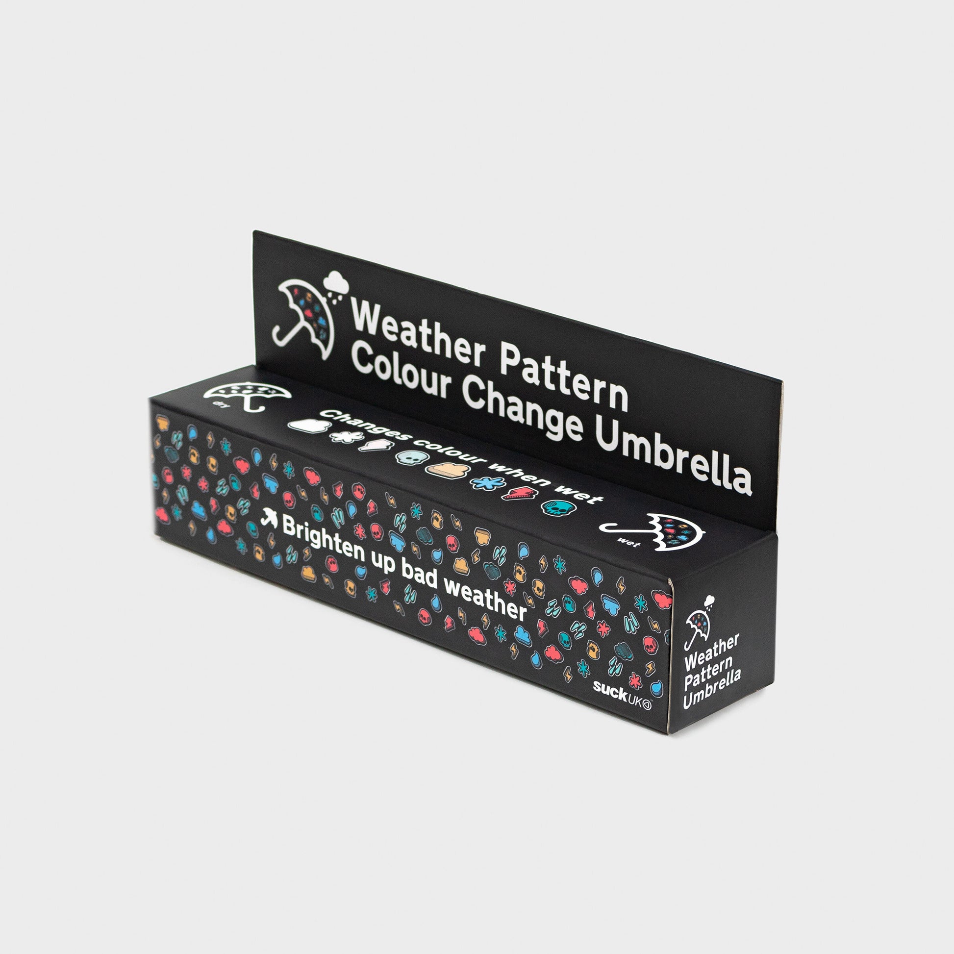 Weather pattern colour change umbrella in black gift packaging box