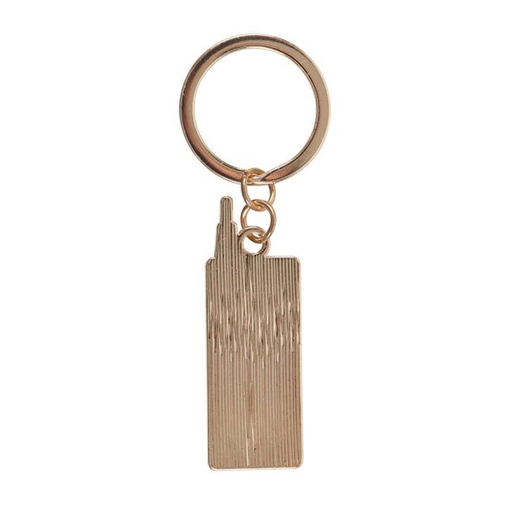 Gold keyring hardware back view showing textured finish