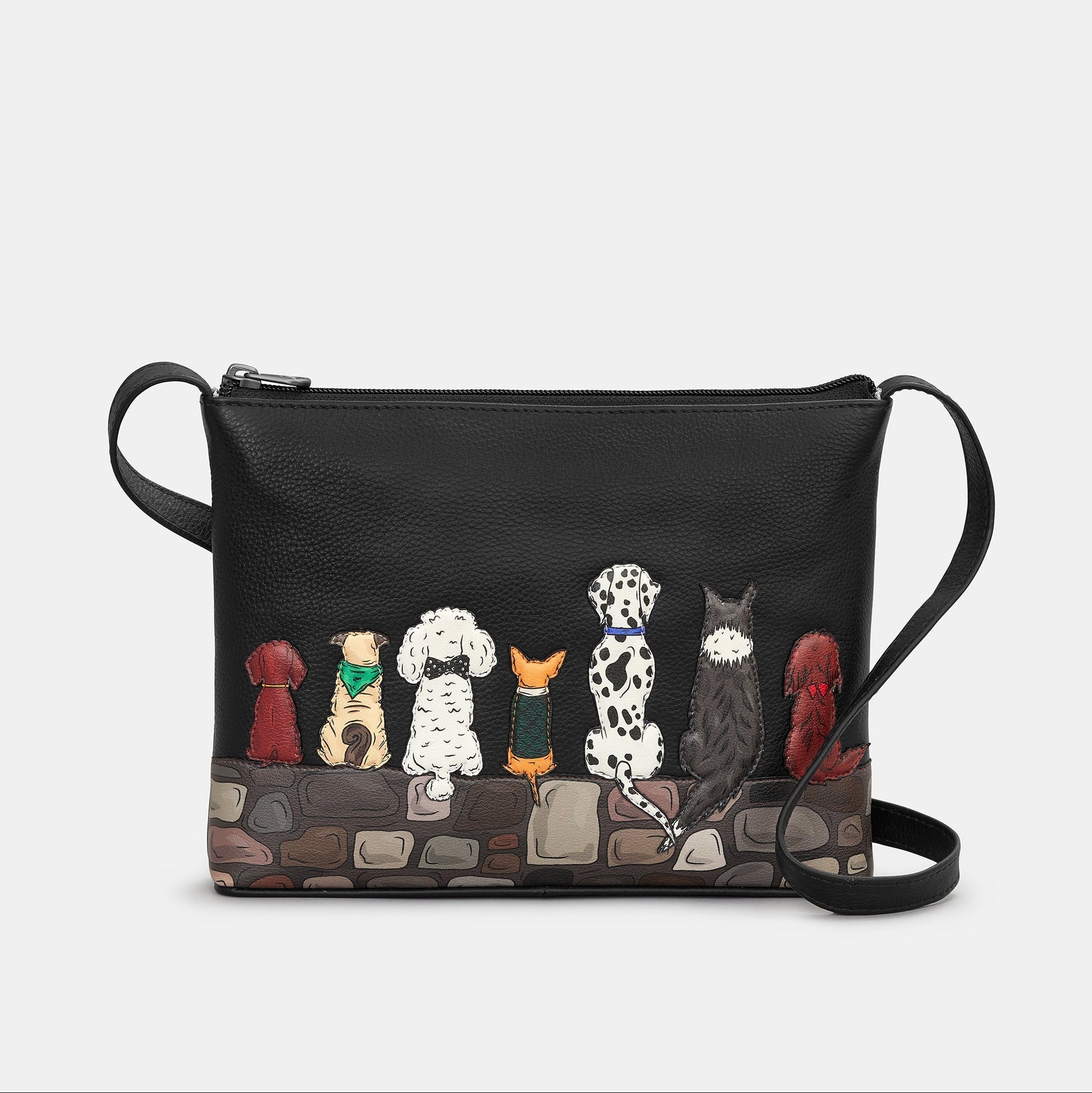 Yoshi Bark to Bark bag showing dog applique detail